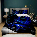 Degančio raudono liepsnos lenktyninio automobilio patalynės komplektas, berniukui ir mergaitei sportinio automobilio užvalkalas ant antklodės, pagalvės užvalkalas, dovana, namų miegamojo antklodės komplektas, didelis King dydis 260 140x210cm