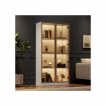 Stiklinė vitrina su 16 spalvų LED ap&scaron;vietimu, dvivėrė vitrina su reguliuojamomis lentynomis, 80*40*160 cm