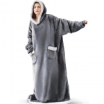 Ypač ilgas dėvimas antklodės džemperis su gobtuvu - Didelio dydžio &scaron;iltas puloveris poilsiui Length 1.5m with 1.8m hood