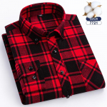 Platesnio dydžio 8XL vyri&scaron;ki flaneliniai mar&scaron;kiniai Vyri&scaron;ki ilgomis rankovėmis Laisvalaikio patogūs vyri&scaron;ki languoti mar&scaron;kiniai 100% medvilnė Didelio dydžio su viena ki&scaron;ene 46 red
