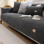 1vnt Mink&scaron;tas pliu&scaron;inis dygsniuotas sofos rank&scaron;luostis žieminis &scaron;iltas storas neslystantis sofos užvalkalas svetainei Velvet fleece sekcijinis sofos užvalkalas 70x70cm 1pc pilka