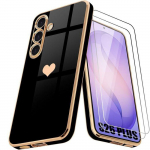 Coque Silicone - BOOLING - pour Samsung Galaxy S26 Plus - Motif C&oelig;ur Antichoc - 2 Vitres - Noir juoda