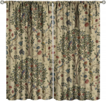 Vintažinės William Morris mi&scaron;ko juodinimo langų užuolaidos  Rustic Boho pauk&scaron;čių ir augalų langų užuolaidos  svetainei, miegamajam 21(W)*45(L 100*130 Grommet Top 1pcs