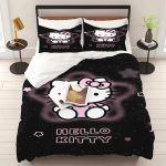 &bdquo;Hello Kitty&ldquo; spausdintas miegamojo patalynės komplektas, antklodės užvalkalas, kalėdinės dovanos, komforti&scaron;kas animacinis filmas su pagalvės užvalkalu EU Single(135*200cm)3pcs white