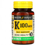Mason Natural, Vitaminas K, 100 mcg, 100 tablečių