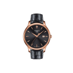 TISSOT Junya Collection Kvarcinis Mechanizmas Vyri&scaron;kas Laikrodis 42mm Juodas Ciferblatas Paauksuotas Laikrodžio Korpusas Odinis Dirželis T063.610.36.086.00 Black Dial