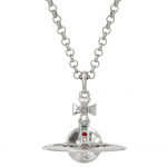Vivienne Westwood Naujas Mažas 3D Saturno Stiklo Žalvario Kri&scaron;tolo Karoliai Unisex karoliai Sidabriniai 6302009602P019 Box