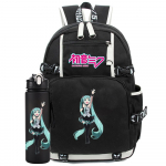 2 vnt./rinkinys Anime Hatsune Miku spausdintas kuprinė su 750 ml vandens buteliuku paaugliui studentui mergaitei berniukui didelės talpos vandeniui atsparus krep&scaron;ys dovanai