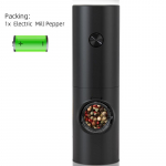 Elektrinis Automatinis Malūnėlis Pipirų ir Druskos Malūnėlis Su Pagrindo Rinkiniu Maitinamas Baterijomis Su LED &Scaron;viesa Reguliuojamas Stambumas Virtuvės Įrankis juoda