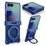 Oatsbasf Metalinis be rėmelio telefono dėklas, skirtas Samsung Galaxy Z Flip 7/6, su 360&deg; besisukančiu žiedu-stovu, apsauginis buferis Z Flip 7 6 dėklas Galaxy Z Flip6 mėlyna