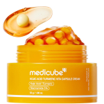 Medicube kapsulių kremas su kojine rūg&scaron;timi ir ciberžole nelygiam odos tonui, atkuria pažeistą odą, giliai drėkina, skaistina, visų tipų odai, 50 ml 2pcs geltona