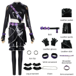 Kpop Demonas Medžiotojai Rumi Mira Zoey Cosplay Odos Kostiumas Su PU Audiniu Anime Vakarėliams Zoey,Child 140 black