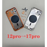 Galinio korpuso baterijos dangtelis, skirtas iPhone 12 Pro, konvertuoti į 17 Pro 12 Pro į 17 Pro Max &bdquo;pasidaryk pats&ldquo; 12 Pro tipo 17 Pro su dėklu 12Pro To 17Pro White white