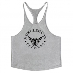 Muscleguys Kultūrizmo Drabužiai Apatiniai mar&scaron;kinėliai Vyri&scaron;ki medvilnė Fitness Stringer Singlets Liemenė L pilka spalva