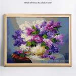 Deimantinė tapyba Visi&scaron;kai apvali levandų mozaikos gėlė Deimantinis siuvinėjimas kryželiu 20X30CM