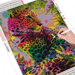 &bdquo;Huacan&ldquo; &bdquo;pasidaryk pats&ldquo; 3D deimantinis pie&scaron;inys leopardas 5d Deimantinė mozaika Viso kvadrato deimantų siuvinėjimas Spalvingas gyvūnas 3D Siuvinėjimas kryželiu sienos menas Full Square 20*30 cm