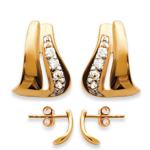 Les Tr&eacute;sors De Lily [B8487] - Boucles plaqu&eacute; or 'Pretty' Blanc dor&eacute; - 7x9 mm