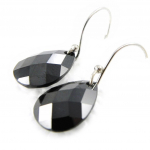 Les Tr&eacute;sors De Lily [C6920] - Boucles Argent 'Linda' Noir argent&eacute; (rhodi&eacute;) - 15x12 mm