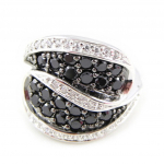 Bague Argent 'Fusion' Noir Blanc