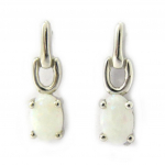 Les Tr&eacute;sors De Lily [G8695] &ndash; Sidabriniai auskarai &bdquo;D&eacute;esse Opale&ldquo; Sidabriniai balti (padengti rodžiu) &ndash; 15x4 mm