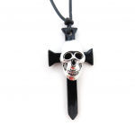 Les Tr&eacute;sors De Lily [J3629] - Collier cr&eacute;ateur 'T&ecirc;te de Mort' noir argent&eacute;