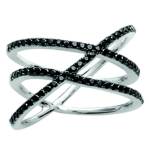 Bague Argent 'Sissi' noir argent&eacute; (rhodi&eacute;) - 15 mm