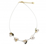 Les Tr&eacute;sors De Lily [P8421] - Collier Cr&eacute;ateur 'Acapulco' beige dor&eacute; - fleurs 15 mm smėlis
