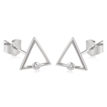 Les Tr&eacute;sors De Lily [Q2996] - Boucles Argent 'Triangles' blanc argent&eacute; (rhodi&eacute;) - 7x7 mm balta