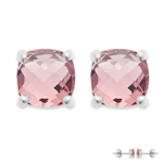 Les Tr&eacute;sors De Lily [Q4954] - Boucles Argent 'Sissi' rose blanc (rhodi&eacute;) - 6x6 mm