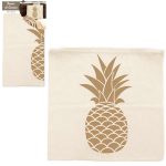 Les Tr&eacute;sors De Lily [Q3520] - Housse de coussin coton 'Nature' beige taupe (ananas) - 40x40 cm