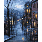 Naktinės scenos mieste ap&scaron;vietimas laiptai žiema Peizažas Drobė Meno paveikslėlis Akrilo dažymas skaičiais Namų dekoravimas 40x50cm 40x50cm no frame