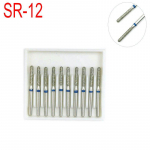 10 vnt. vidutinės 1,6 mm FG deimantinės dantų kapos, skirtos didelės spartos dantų laboratorijos Matreial SR-12