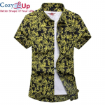 Cozy Up Vyri&scaron;ki gėlėmis marginti ploni mar&scaron;kinėliai trumpomis rankovėmis Vasaros Havajų atostogų vakarėlis Atsitiktinis Raudona Mėlyna Juodi Mar&scaron;kiniai Camisa Masculina
