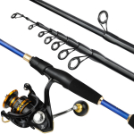 Teleskopinė me&scaron;kerė su 13+1BB spiningo rite Ne&scaron;iojamo spiningo me&scaron;kerės rinkinys e&scaron;erių žvejybai 2.1mRod 3000Reel mėlyna