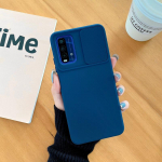 Skystas silikoninis dėklas, skirtas Samsung A51 A71 A12 A21 A32 A42 A52 Redmi Note 9 10 stumdomas langas su apsauginiu objektyvo dangteliu Redmi Note 10S tamsiai mėlyna spalva
