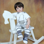 BZDOLL 60 CM mink&scaron;tas silikoninis žaislas Bebe Reborn Baby Doll Žaislas mergaitei Vinilinis bamblys berniuko audinys kūnui gyvas suknelė Boneca gimtadienio dovana Blue eyes, 60cm doll mėlyna