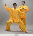 2 vnt. / rinkinys Unisex mygtukų mar&scaron;kinėliai laisvi vientisos spalvos kinų tradicinis tai chi kostiumas kung fu dėvėti vyri&scaron;ki drabužiai XL geltona