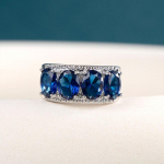 Bella Box Fashion Contracted Style Moteri&scaron;ki žiedai Blizgantys mėlyni cirkonio subtilūs aksesuarai vakarėliams moteri&scaron;ki estetiniai papuo&scaron;alai 6 mėlyna