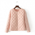 Moteri&scaron;ka rudens ir žiemos didelio dydžio stovima apykaklės laisva termo striukė Lengva pamink&scaron;tinta striukė XXL rožinė