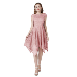 Moteri&scaron;ka vidutinio dydžio suknelė, nėriniai, asimetri&scaron;kas sijonas, laisvalaikio suknelės, moteri&scaron;kos vakarienės, dėvėjimas vestuvių pamergės vakarėliui, kokteilių progai