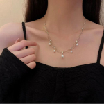 ANENJERY Naujos mados Kpop Pearl Choker karoliai mielas dvisluoksnis grandinėlės pakabukas moterims papuo&scaron;alų mergaičių dovanų didmeninė prekyba auksas
