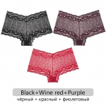 FINETOO 3Vnt./Komplektas kelnaitės moteri&scaron;koms apatiniams Seksualūs nėriniai, kvėpuojantis mink&scaron;tas apatinis trikotažas, moteri&scaron;kos kelnaitės, seksualios permatomos moteri&scaron;kos apatinės kelnaitės S