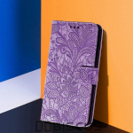 Telefono dėklas, skirtas Samsung Galaxy A12 A22 A14 A34 A54 M12 M33 M53 M23 M32 M22 A32 A52 A72 5G A13 A53 A 12 54 32 52 Knygų stovas Piniginė Odinis gėlių vir&scaron;elis Samsung S21 Ultra violetinė