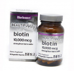 Biotinas, Beautiful Ally Biotin 10000, Bluebonnet Nutrition 90 daržovių kepurėlių (36393090)