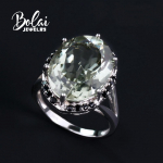 Natūralus žalias ametistas didelis brangakmenių žiedas 925 sterlingų sidabro madingi papuo&scaron;alai moterų jubiliejaus dovana us ring size 7# žalia