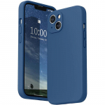 Mink&scaron;tas kvadratinis skysto silikono dėklas, skirtas iPhone 16 15 14 13 11 12 Pro Max Mini X XR XS 7 8 Plus SE 2 pilnas objektyvo apsauginis dangtelis iPhone 11 mėlyna