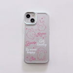 Pink Rabbit Lovely Line Bunny Cartoon Cute Capa iPhone 11 12 Promax X Xr Xsmax 14 Pro Max 13 Mink&scaron;tas silikoninis telefono dėklo dangtelis For iphone 14pro