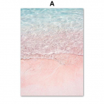 Rowboat Leaf Pink Sea Beach Shell Parasol &Scaron;iaurės &scaron;alių plakatai ir spaudiniai Sienų menas Drobės Tapyba Sienų Paveikslėliai Svetainės dekoravimui 21X30cm No Frame