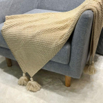 Vienspalvė vilnos megzta languota antklodė su kutais Super mink&scaron;ta Bohemia antklodė lovai sofos užvalkalui lovatiesės dekoro antklodės 150x200cm