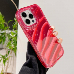 Prabangus lazerinis banguotas skaidrus dėklas, skirtas iPhone 14 13 12 11 Pro Max X XS XR 8 7 Plus SE 2022 Candy Soft smūgiams atsparus buferio dangtelis iPhone 14 Pro Max raudona